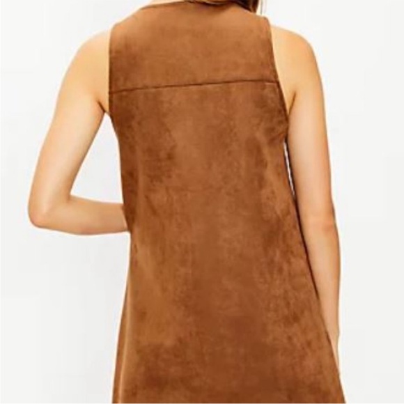 Loft Faux vegan Suede Button Pocket Dress size medium - Picture 4 of 8